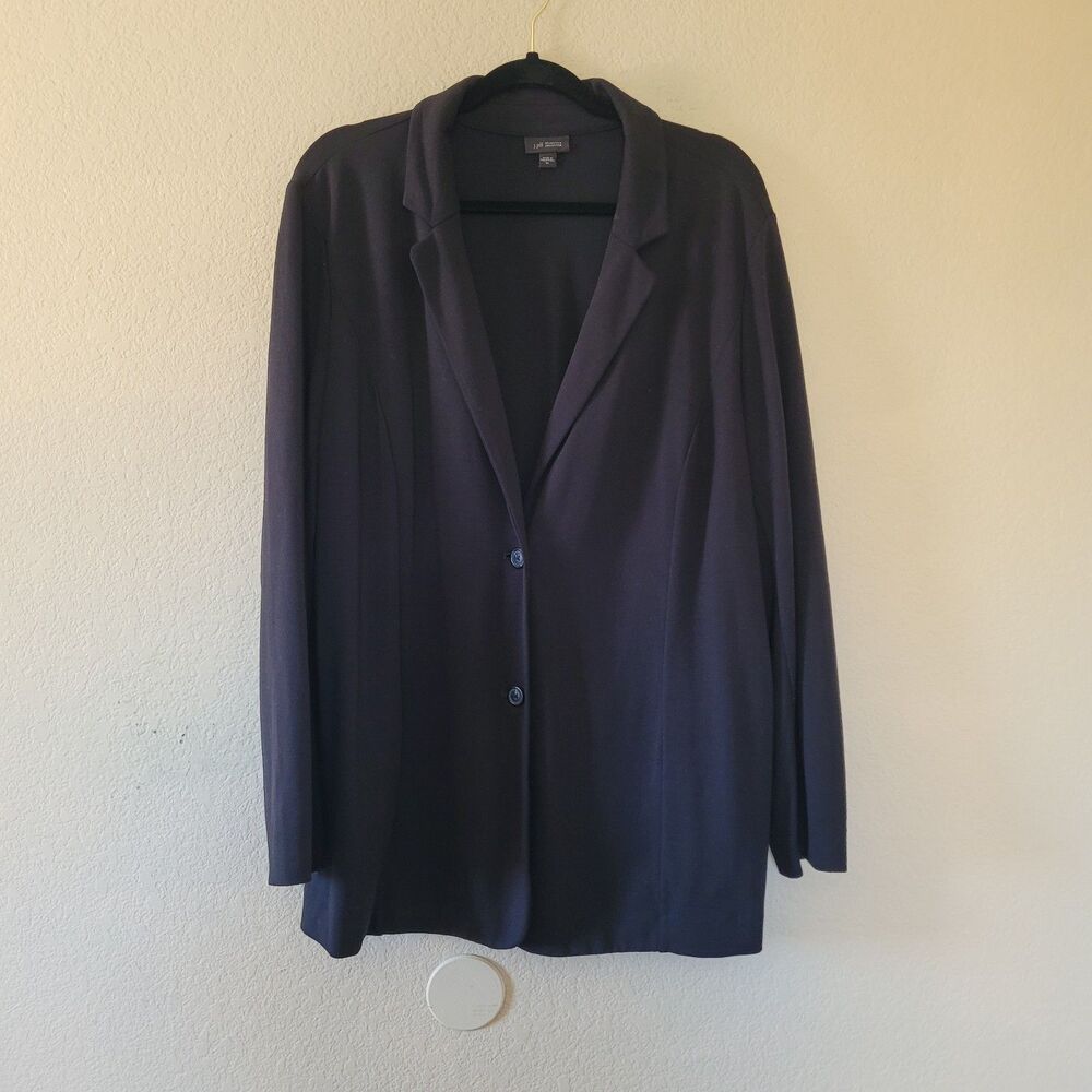 J.Jill Wearever Collection Rayon Knit Button Front Black Blazer Black Size XL